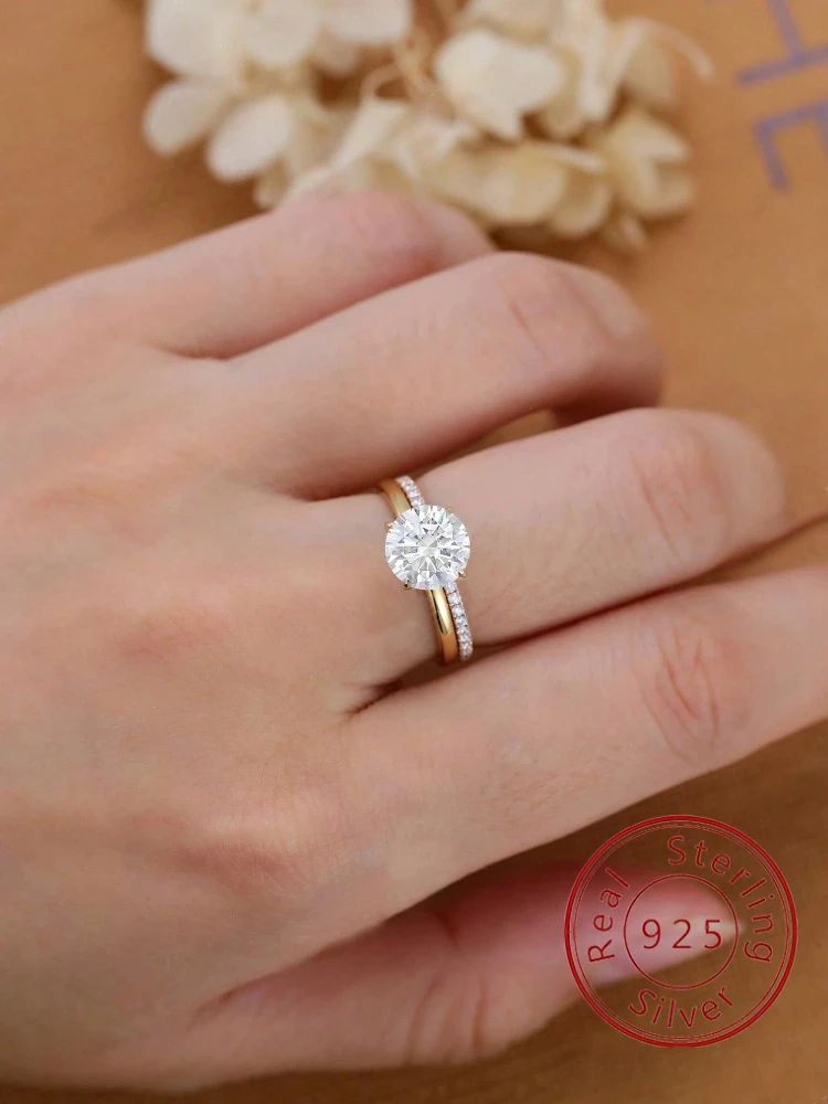 

925 Sterling Silver Fashionable Simple Shiny Round Zircon Ring For Women Anniversary Wedding Luxury High Quality Fine Jewelry