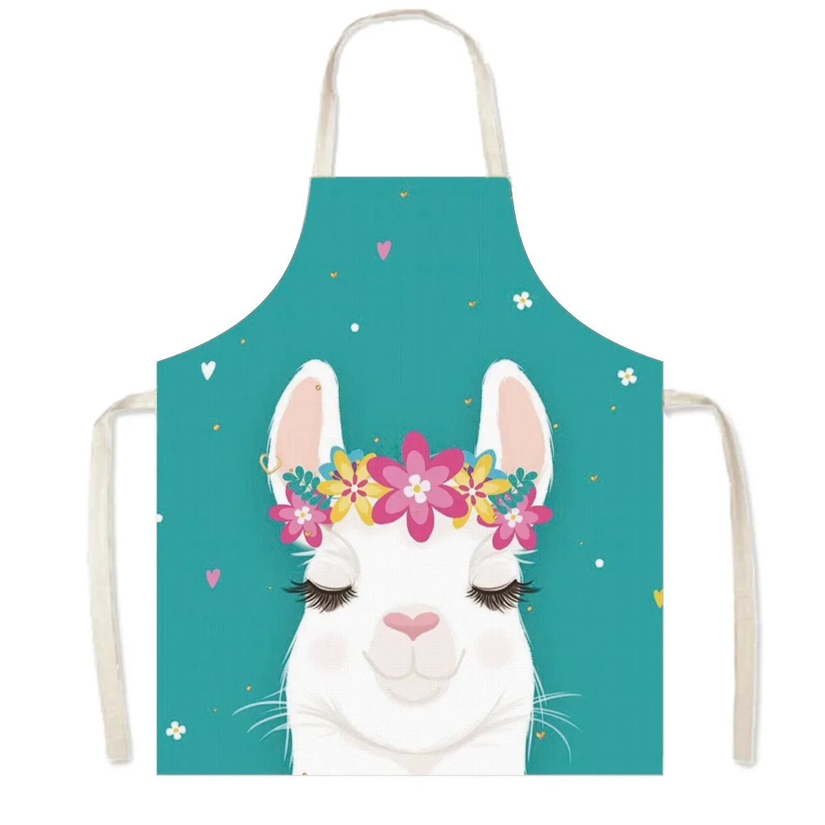 Cartoon Animal Alpaca Print Kitchen Apron Funny Llama Women Men Baking Household Cleaning Tools Waiter Chef Cooking Pinafore