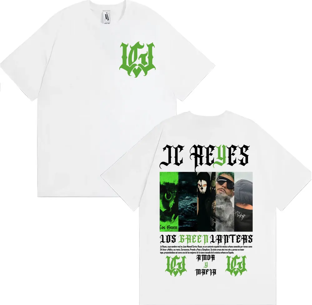 مغني الراب Jc Reyes لوس جرين الفوانيس جولة 2025 تي شيرت رجالي موضة القوطية خمر تي شيرت شارع العليا عادية تي شيرتات قصيرة الاكمام