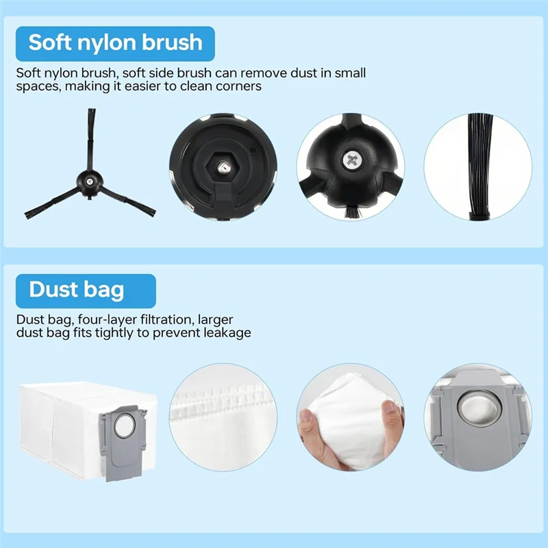 AB15-For Roborock Q Revo Robot Vacuum Cleaner Rolling Brushes Filters Dust Bags Mop Pads Side Brushes Accessories Kit