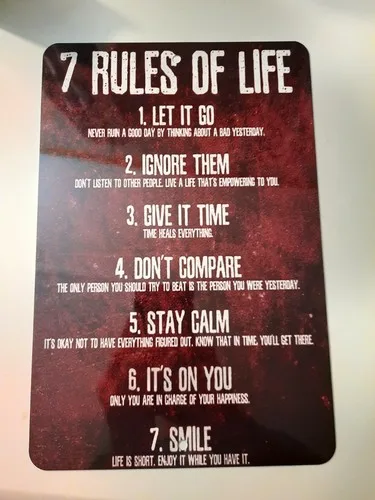 7 Rules of Life  Metal Wall Sign