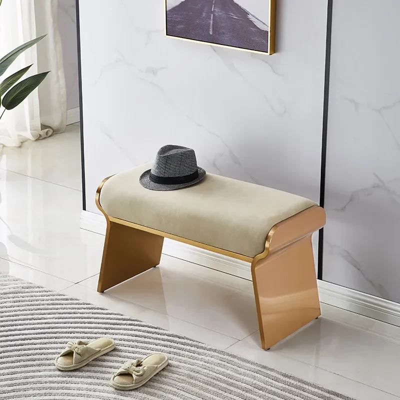 DSA light luxury bedside stool, shoe change at the door of the home, leather art simple long stool, small apartment living  low