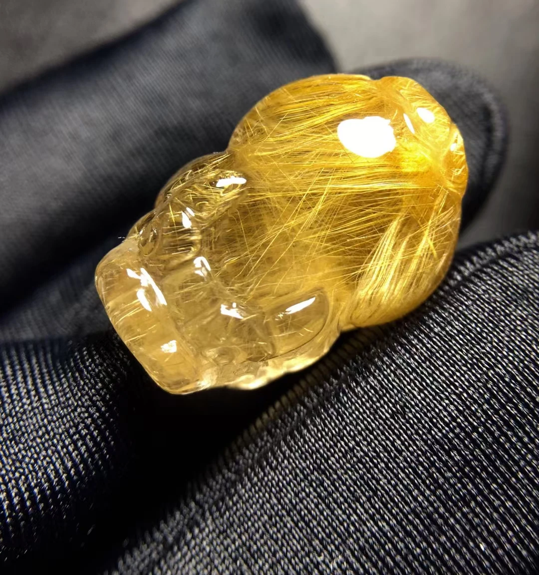 Natural Gold Rutilated Quartz Pendant Pi Xiu Rutilated Quartz Jewelry 21.5*15*12.7mm Men Women Brazil AAAAAAA