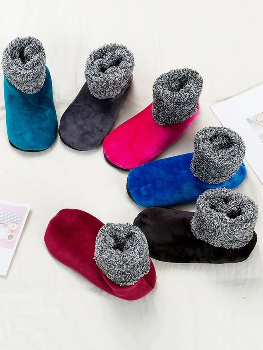 Warme thermische rutschfeste Bodensocken Erwachsene Plüsch Slipper Socken Winter Warmes Zuhause Bodensocken Herbst Winter Anti-Rutsch-Sockenpantoffeln