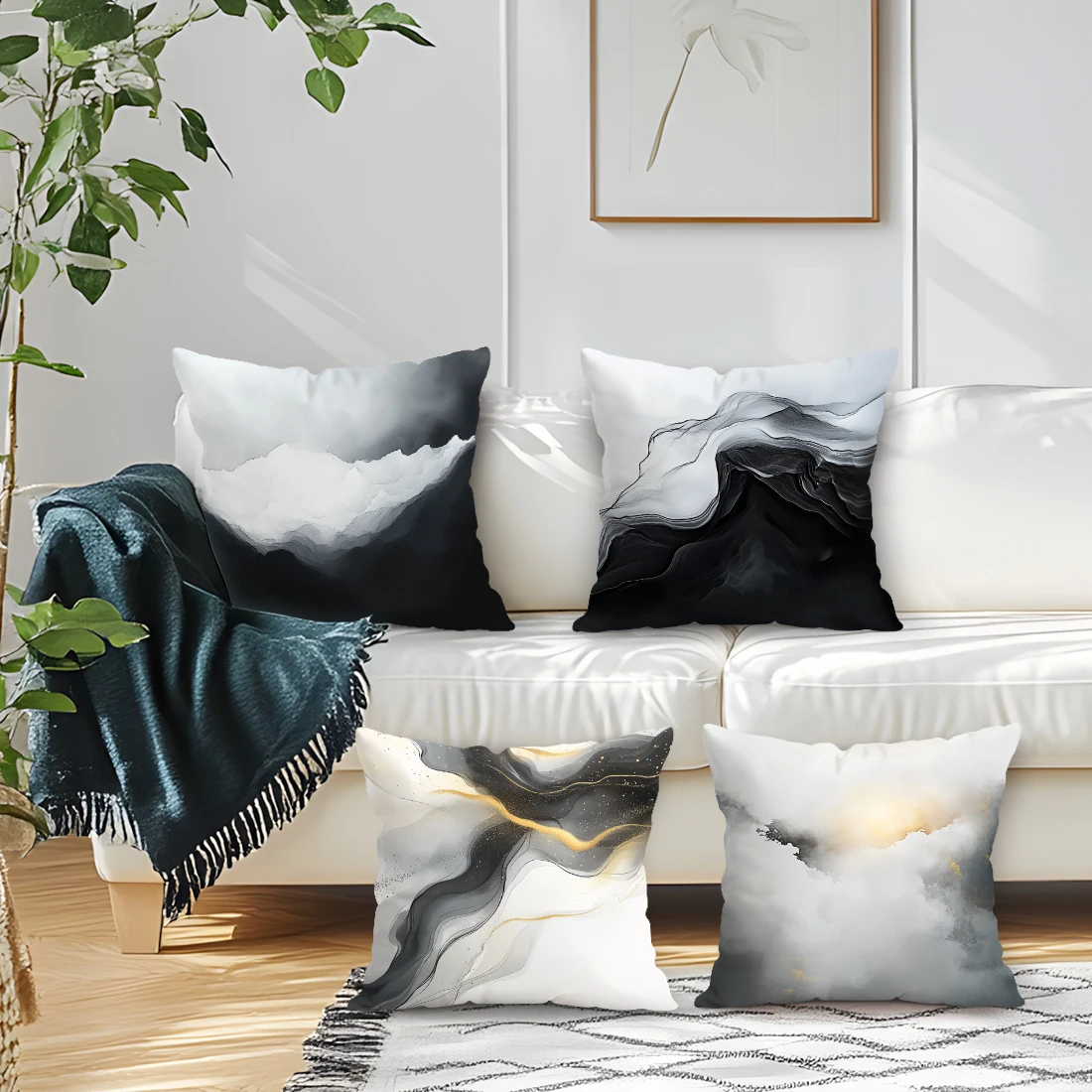 

Black Abstract Painting Pillowcase Printed Polyester 45x45cm Throw Pillowcover Decorative Sofa Cushion Pillowslip Home Decor
