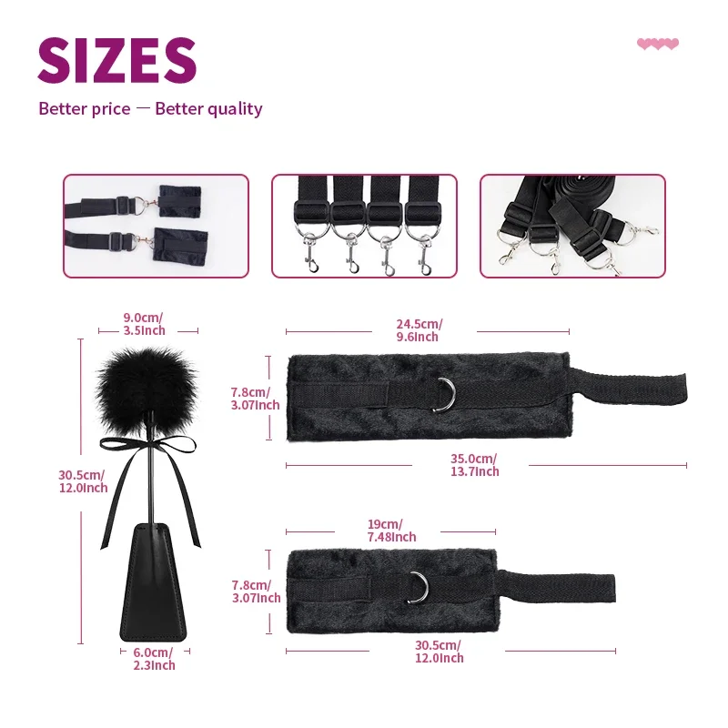 BDSM Couples Sex Bondage Bed Sex Kit Women Bound Handcuffs Bondage Furniture Bed Binding Fabric Straps Sadomasochism Accessories