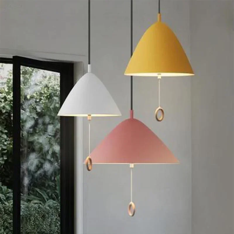 Designer Pendant Light Hanging Simple Macaron Restaurant Dinning Room Lights Bedroom Bedside Lamp Pull Switch Fixture
