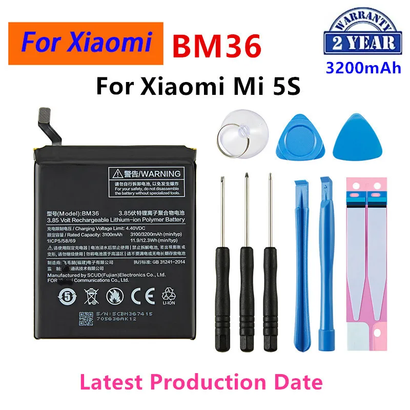 

Brand New BM36 3200mAh Battery For Xiaomi Mi 5S MI5S M5S BM36 High Quality Phone Replacement Batteries +Tools