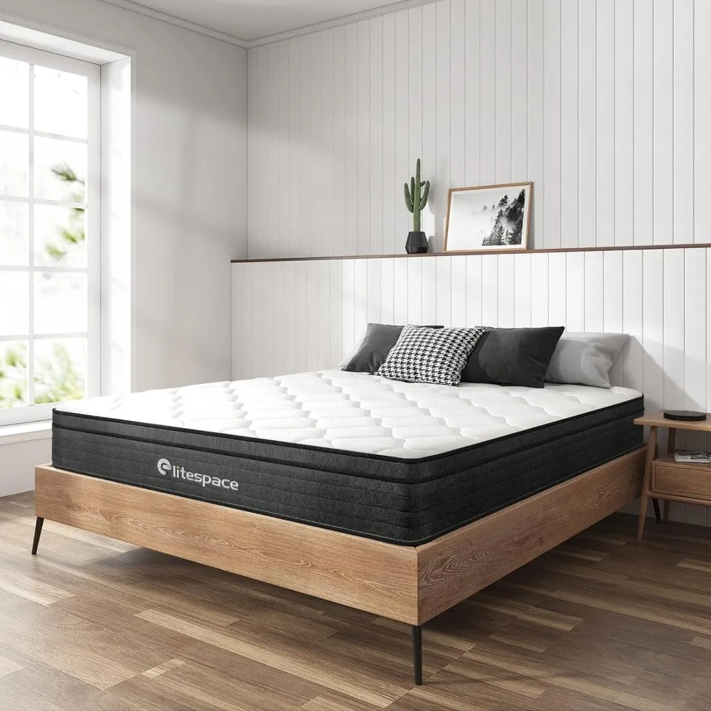 Matelas hybride gris en mousse à mémoire de forme, matelas Queen Size dans une boîte, ressort à poche individuel, respirant et confortable, 10 po