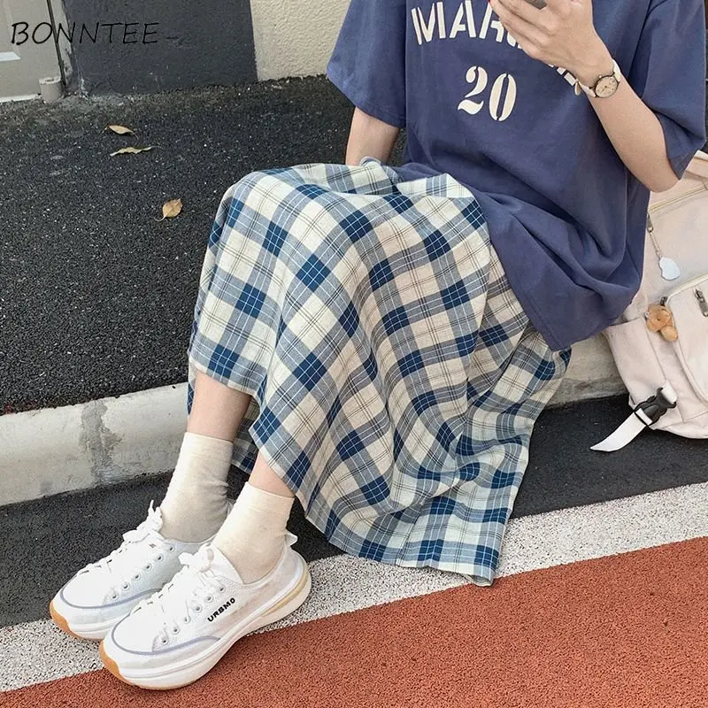 

Skirts Women Plaid Sweet Tender Popular Stylish Simple Schoolgirls Charming Korean Style All-match Spring New Leisure Classics