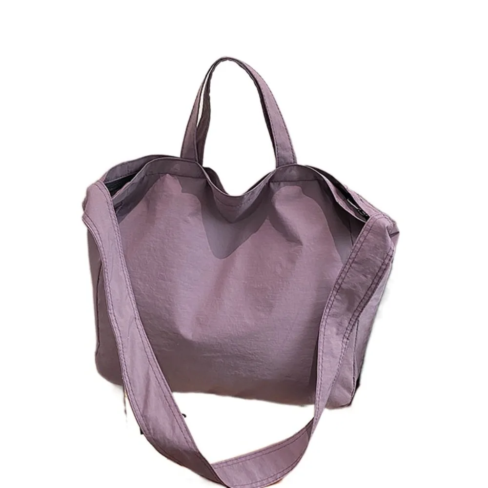 

Versatile Zipper Nylon Shoulder Bag Soft Korean Style Shopping Handbag Storage Pouch Solid Color Large Capacity Tote Bag Work