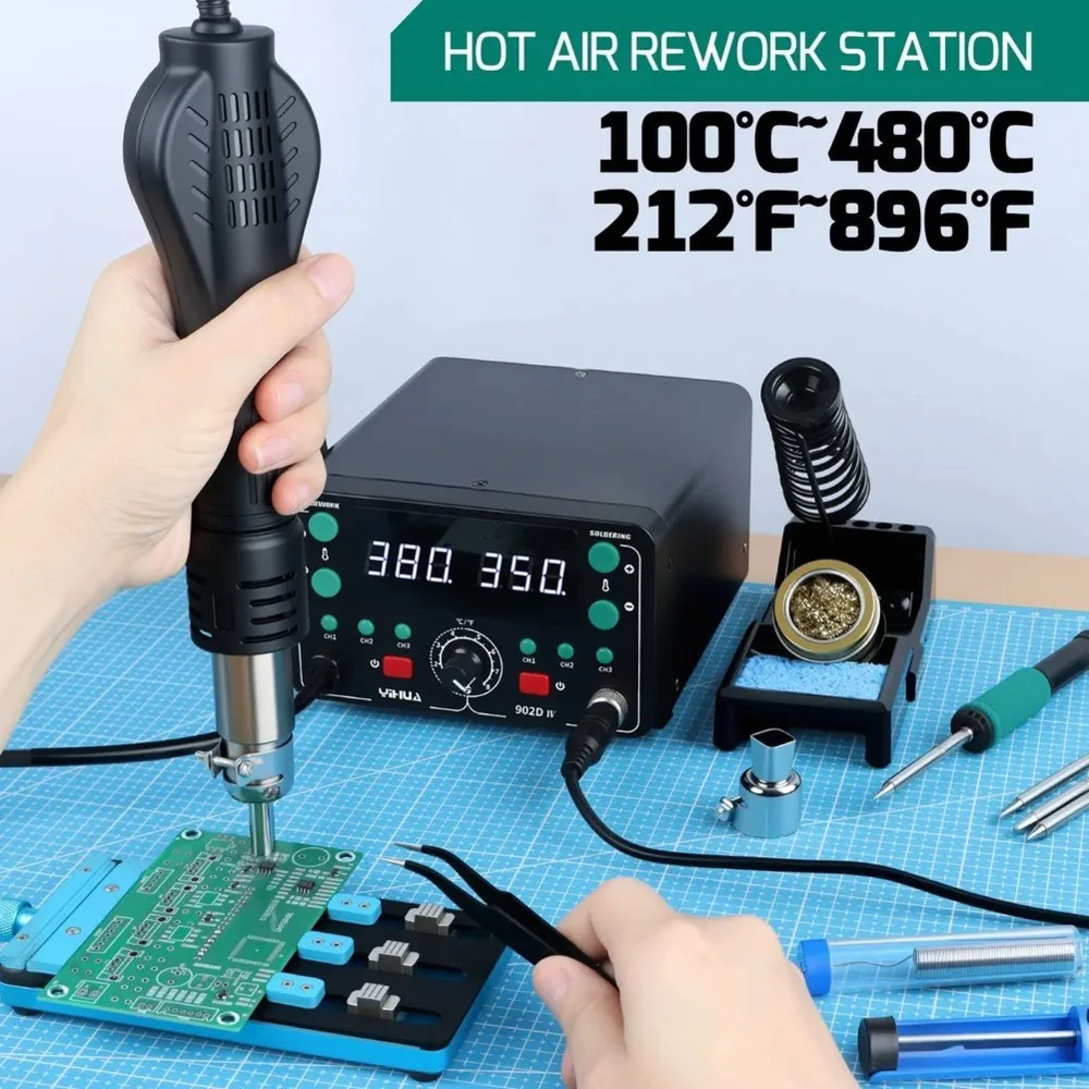 【CUSTOMER FAVORITE】Yihua T12 Soldering Station Kit Fast Heating Hot Air LCD Soldering Iron Auto Sleep Function Channel For SMD P