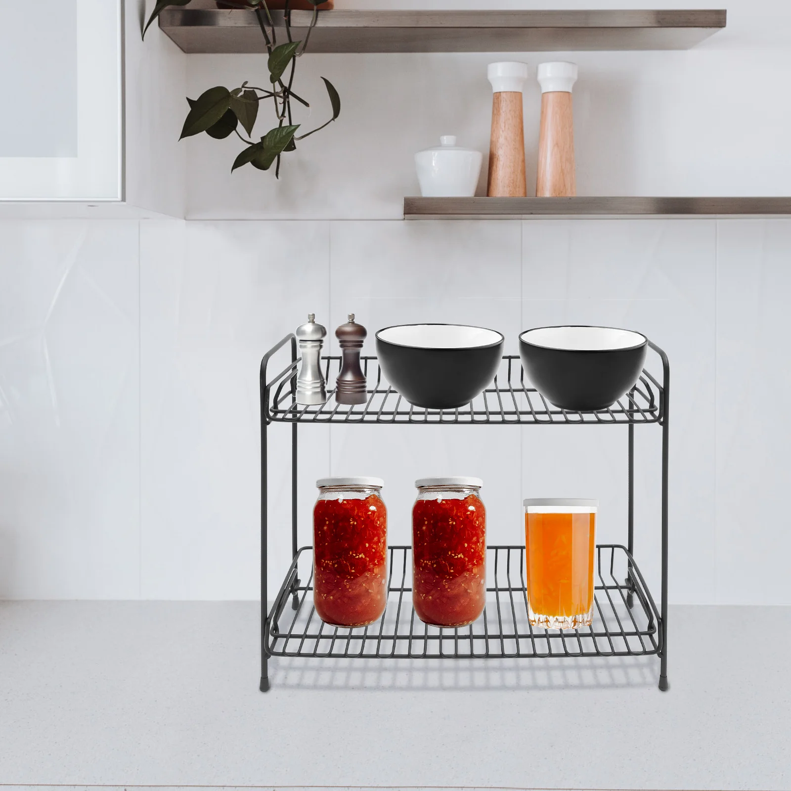 

Stainless Steel Spice Rack Heavy Duty Kitchen Storage Shelf Organizer For Seasoning Bottles Bathroom Balcony Multi-Purpose Wire