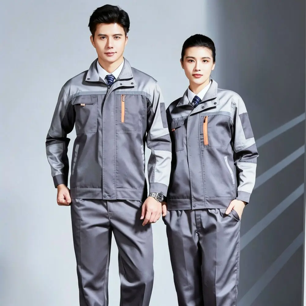 Professional Men Workwear Uniform Suit Durable Polyester Mechanic Overalls Multi Pocket Construction Site Safety Clothing