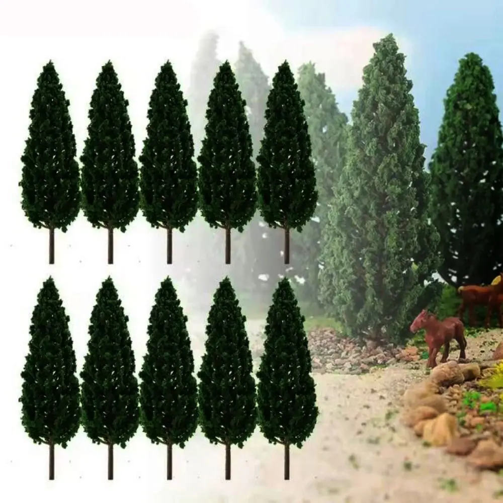 5pcs 5 Sizes Tower Shaped Trees Model 5.5/6.5/8.5/10/11.5cm Green Train Railway Railroad Scenery Landscape Plastic