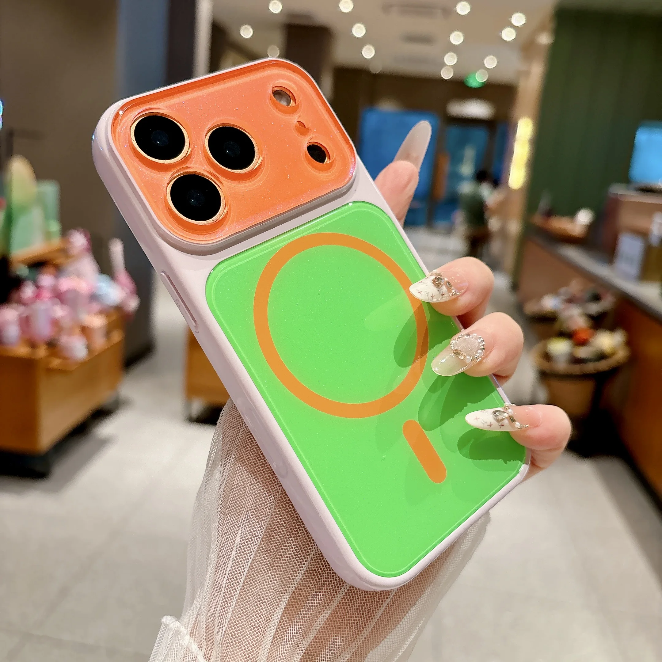 14 Colors Magnetic Case For iPhone 18 17 16 15 14 Pro Max For MagSafe Colorful Crystal Glitter Back Soft Bumper Cover Shockproof