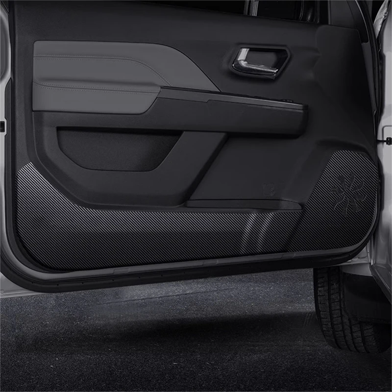 Car Door Anti Kick Pad Carbon Fiber Leather Texture Anti Dirt Protective Sticker Accessories For GWM Wingle 5 Steed 5 2017-2025