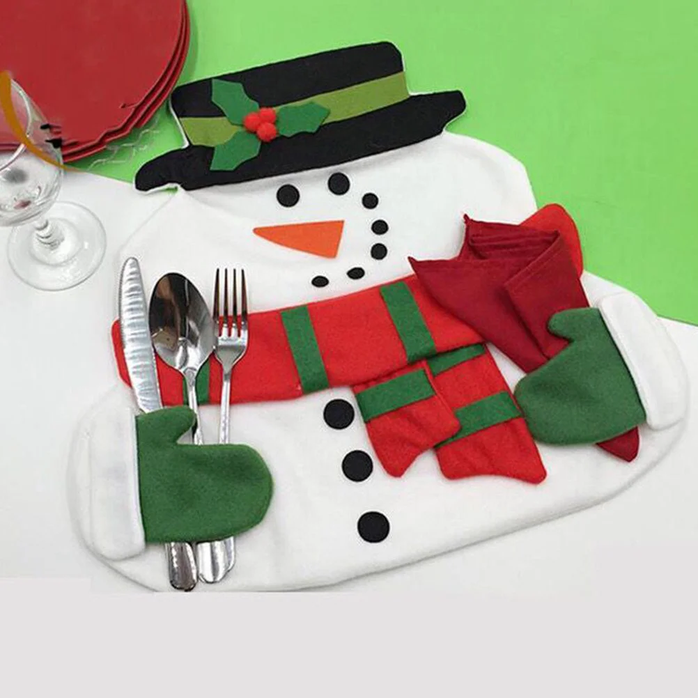 

1Pcs Christmas Snowman Placemat Cloth Fabric Table Mat Dining Tableware Pad Scratch Resistant Surface Protector