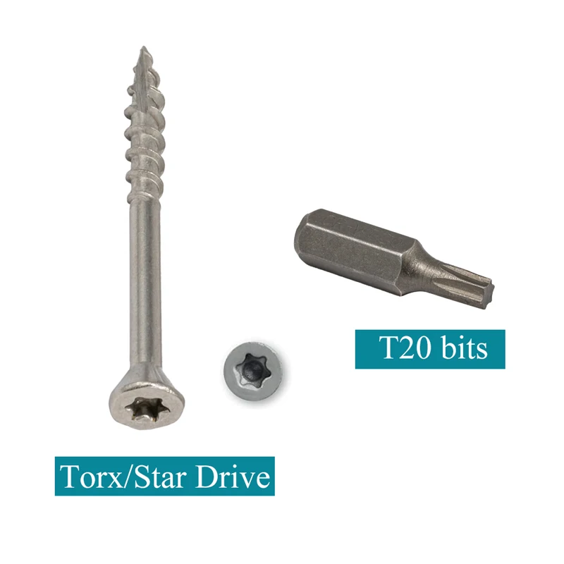 Imagem -06 - tipo da Movimentação da Estrela do Entalhe de 45 55 75 mm Torx Parafuso 316 Parafusos de Madeira 5*60 5*50 de Aço Inoxidável 304 Parafusos da Plataforma T25 tipo da Movimentação da Estrela Parafusos para Madeira