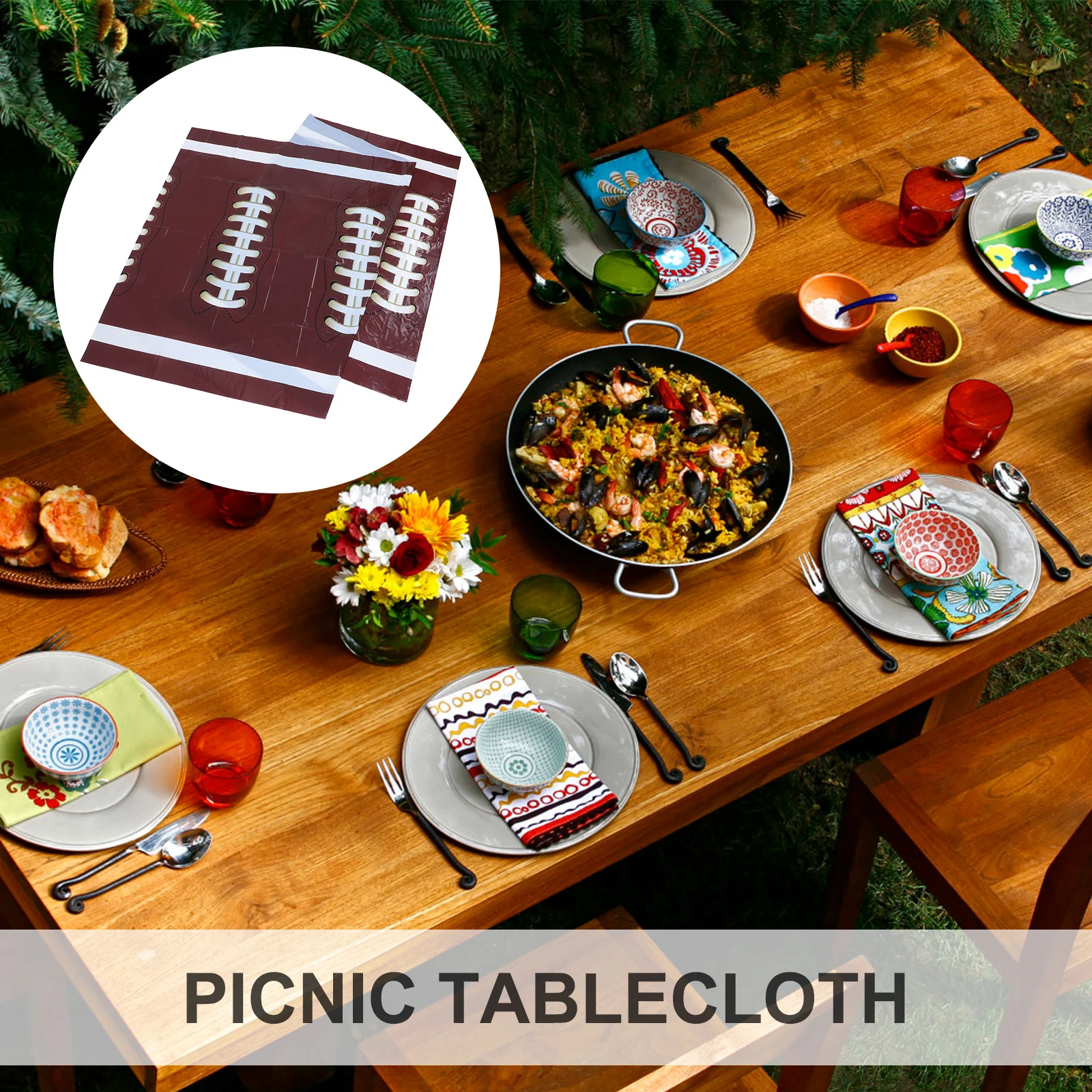 

Super Bowl Party Tablecloth Football Rugby Theme Waterproof Indoor Outdoor Disposable Sports Themed Picnic Table Cover 137x274cm