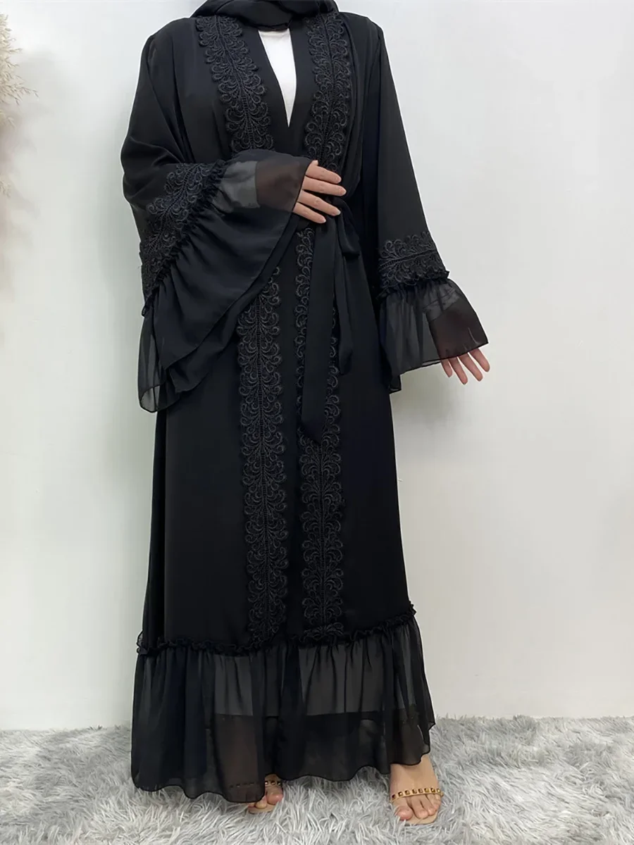 

Embroidery Abaya Dubai Eid Jalabiya Kebaya Ramadan Women Muslim Dress Open Cardigan Kimono Islam Party Arab Robe Clothing Caftan