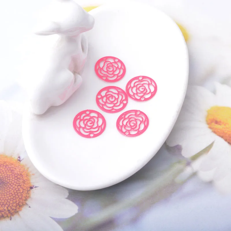 30 Stück AC6812 Messing-Filigran-Schmuck Rosenblüten-Verbinder Anhänger DIY Damen Ohrring Halskette Zubehör – Detail 7