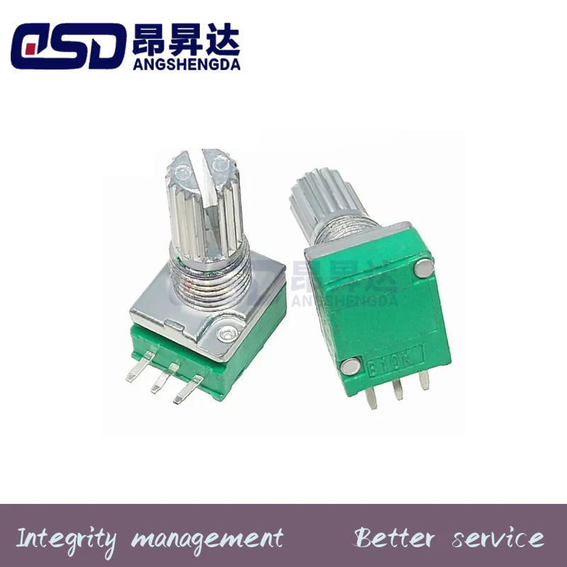 2pcs RK097 Amplifier Sealing Potentiometer, 5K, 10K, 20K, 50K, 100K, 500K, B5K, with 3-Pin Shaft, 15mm