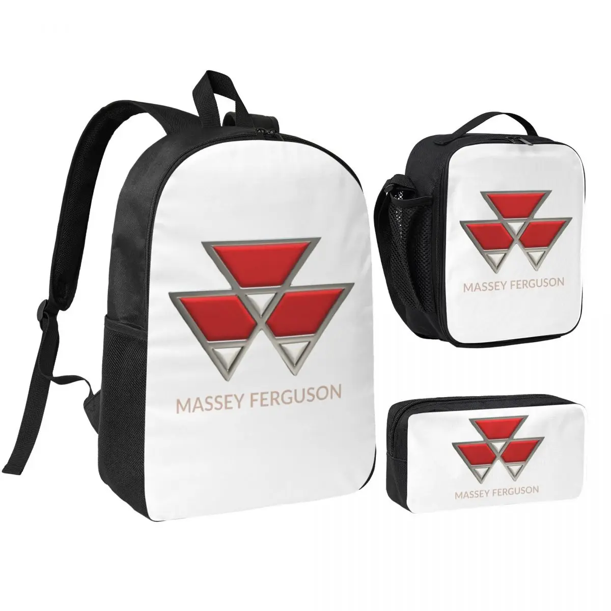 2025 Massey Ferguson Logo Backpack Boys Girls BookBag School Bag Computer Shoulder Bags 3ps Insulated Lunch Bag Pencil Case
