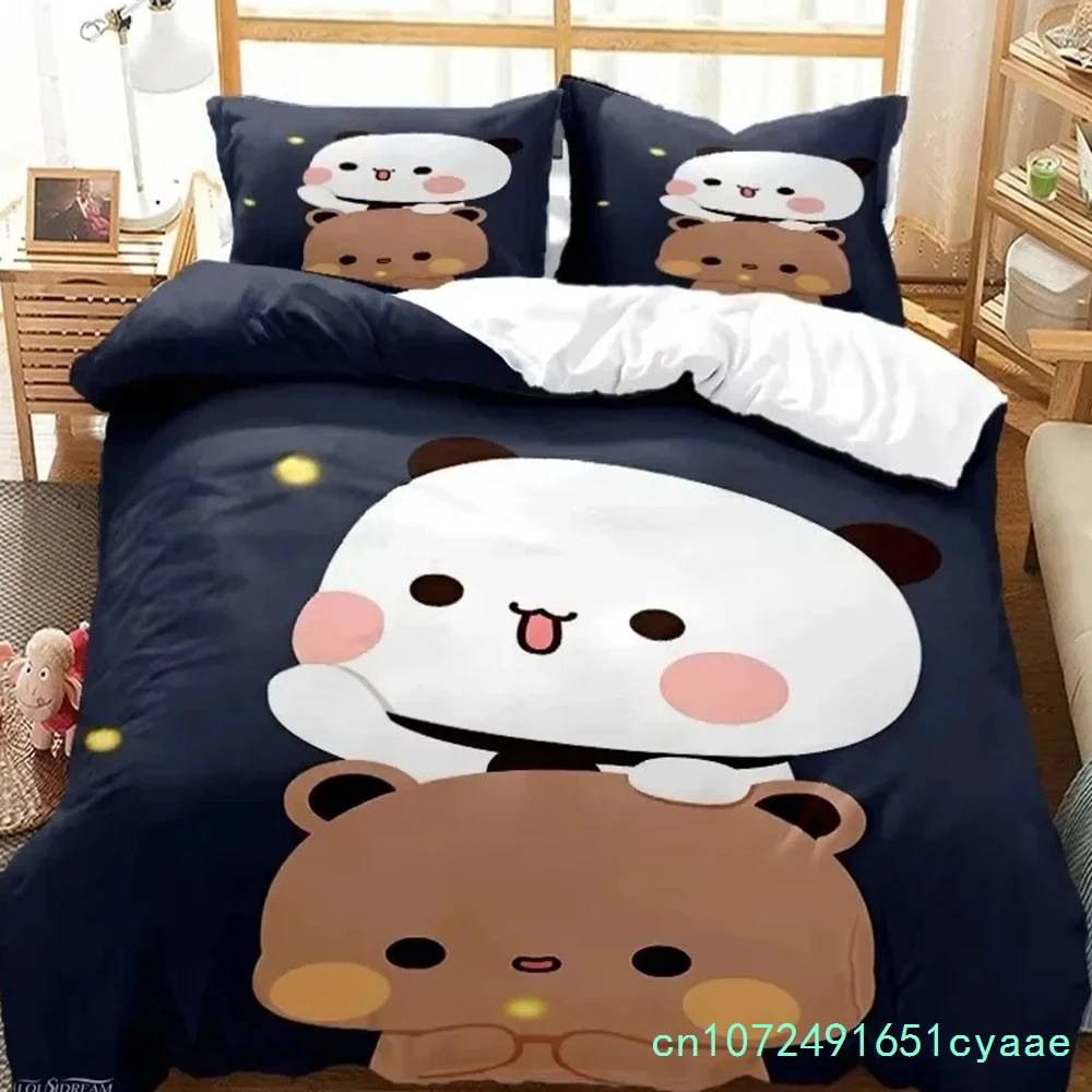 Cute Bubu Dudu Cartoon Bear Panda Bedding Set 3D Printed Suitable For Bedroom Duvet Cover Set With Pillowcases Kids Home Textile