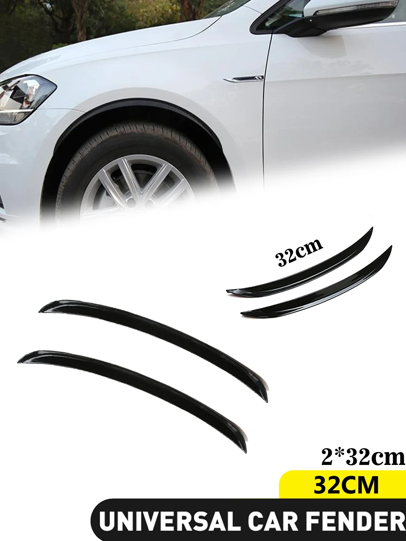 

2Pcs Automotive Universal 32cm Bright Black Wheel Arcs with Collision and Scratch Resistant Decorative Wheel Arch Strips