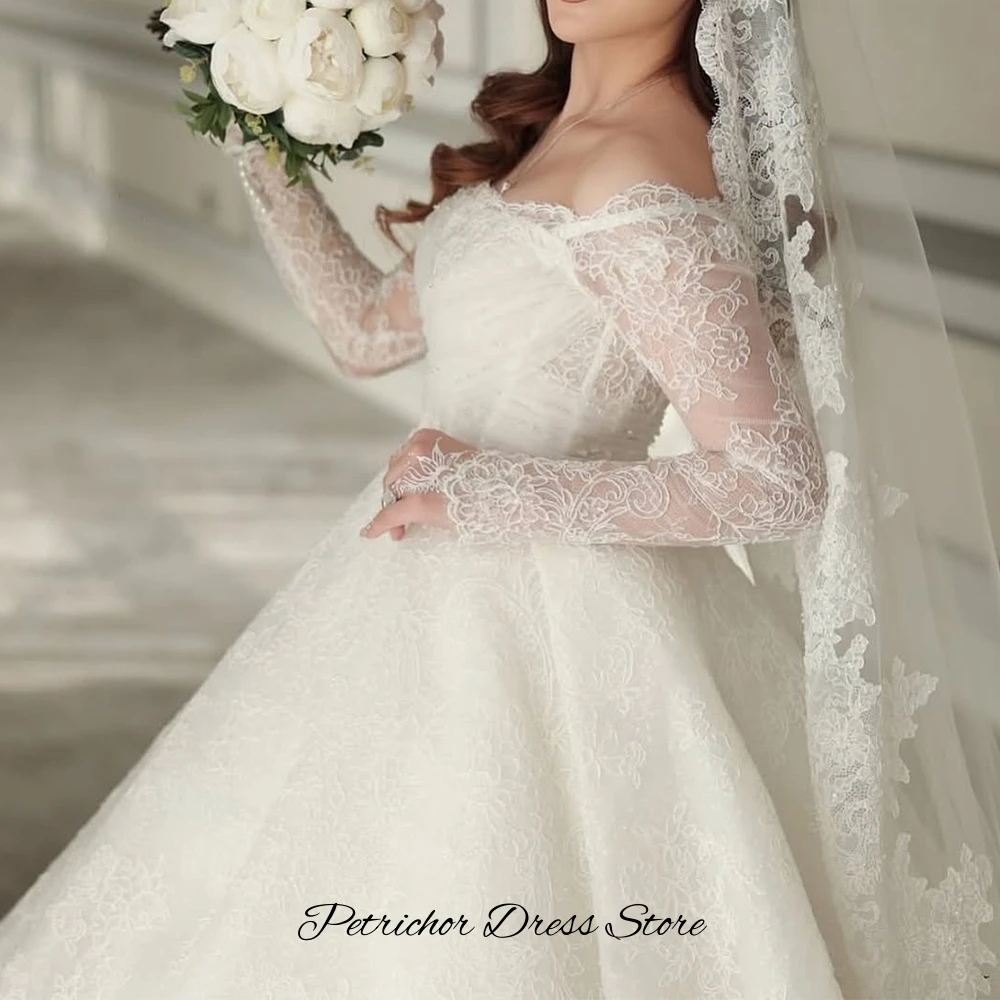 Romantisches Organza-Hochzeitskleid nach Maß, elegant, mit langen Ärmeln, Brautkleider, exquisite Spitzenapplikationen, Vestido De Novia