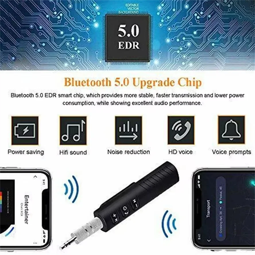 Wireless Bluetooth 5.0 Compatible Receiver Transmitter Adapter 3.5mm Jack For Car Music Audio Aux Headphone Reciever Handsfree