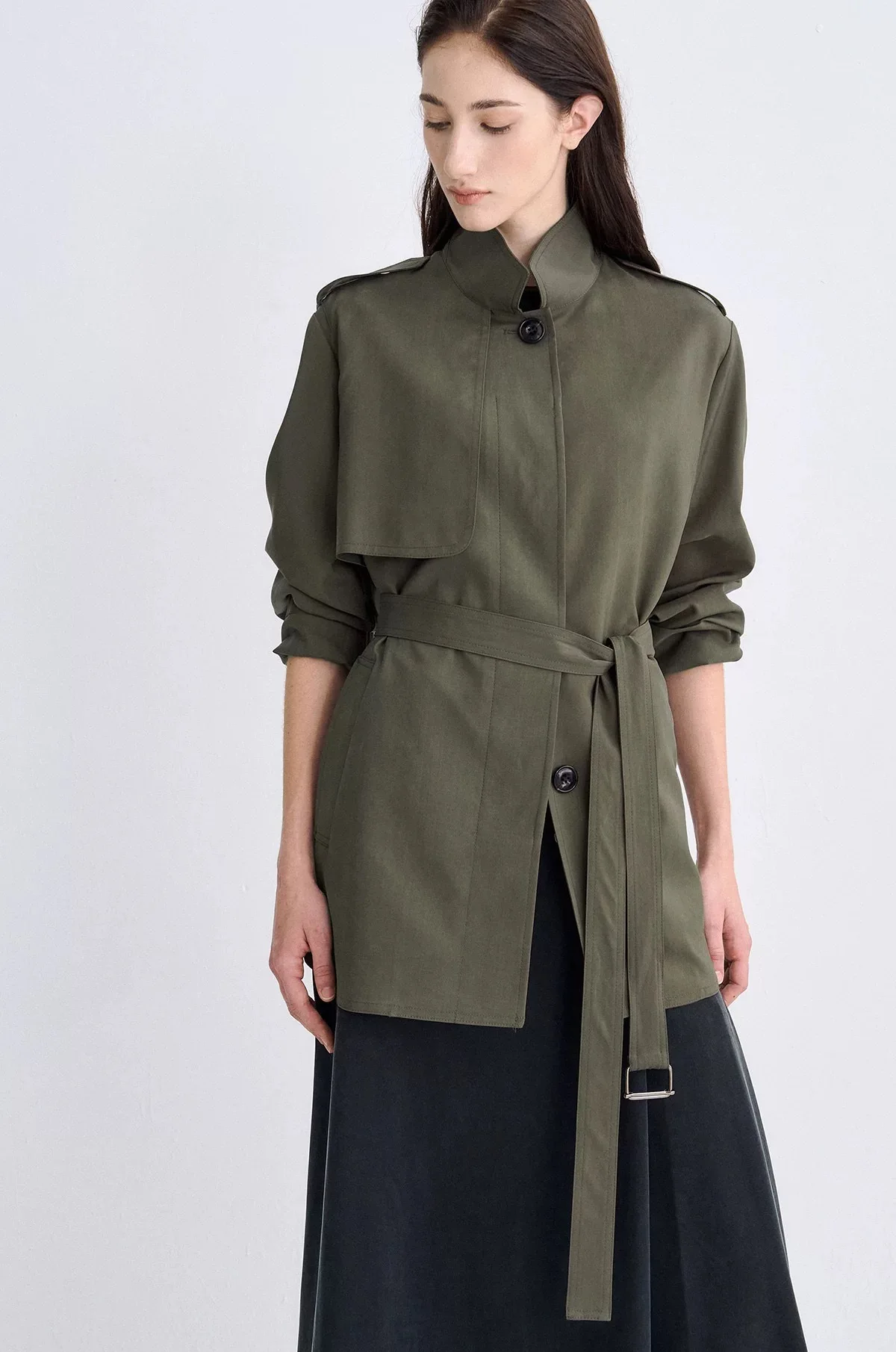 

T * ME Лимонный сыр, лето 2022, свободное длинное пальто с воротником-стойкой, длина миди, модное универсальное пальто