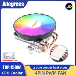 CPU Cooler 4 Heat Pipes 3PIN/4PIN PWM 120MM Low Profile CPU Fan For Intel LGA 1366 1150 1151 1155 1700 2011 X79 X99 AMD AM3 AM4
