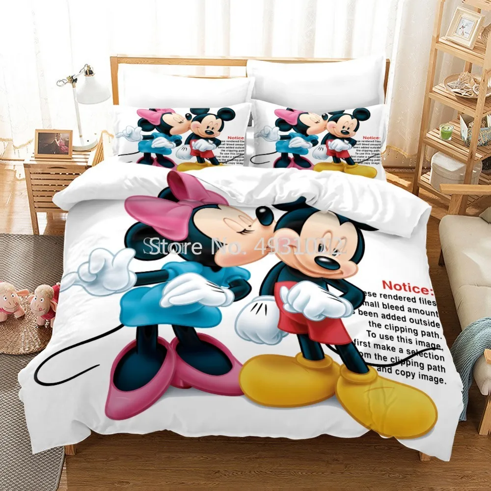 

Disney Mickey Minnie Mouse Couples Bedding Set Boys Girls Pillowcase Duvet Cover Set Bed Sets Twin Full Queen King Size