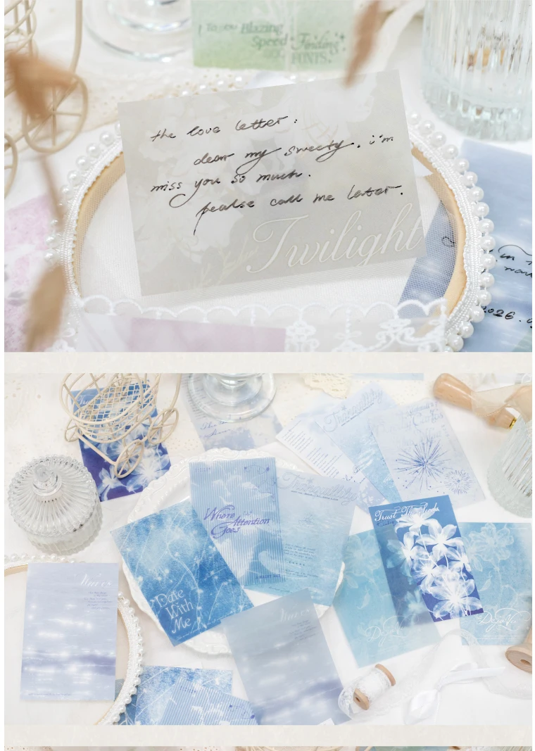Journal GO 20 Stück helles Retro-Lila Blumenpapier, durchscheinende ästhetische Bastelblätter für Planer, Scrapbooking, Journaling – Detail 12