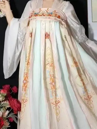 Verão antigo chinês tradicional floral bordado verde fada hanfu vestido conjunto para mulheres cosplay palco festa traje tang terno