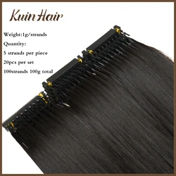Extensions de Cheveux 100% Naturels Lisses 6D 2e Génération, Micro Perles Invisibles, 5g/Pièce, 20 Pièces, 100g