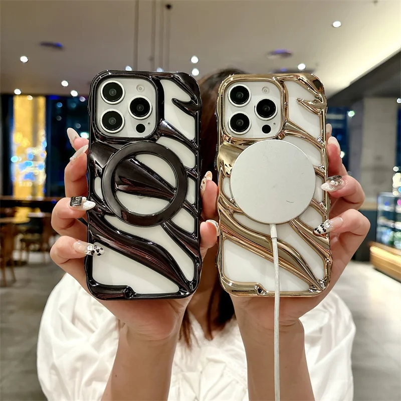 

Fashion TPU Magnetic Magsafe Hollow Heat Dissipation Phone Case For iPhone 12 13 14 15 16 Pro Max Plus Shockproof Protecti Cover