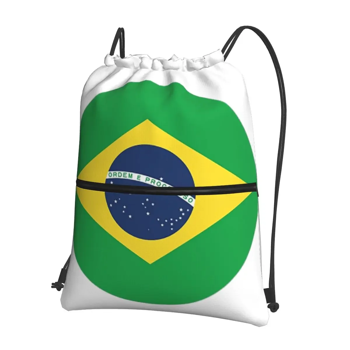 Brazil Circle Flag Bandeira Do Brasil Portable Backpacks Drawstring Bag Drawstring Bundle Pocket Shoes Bags For School Students