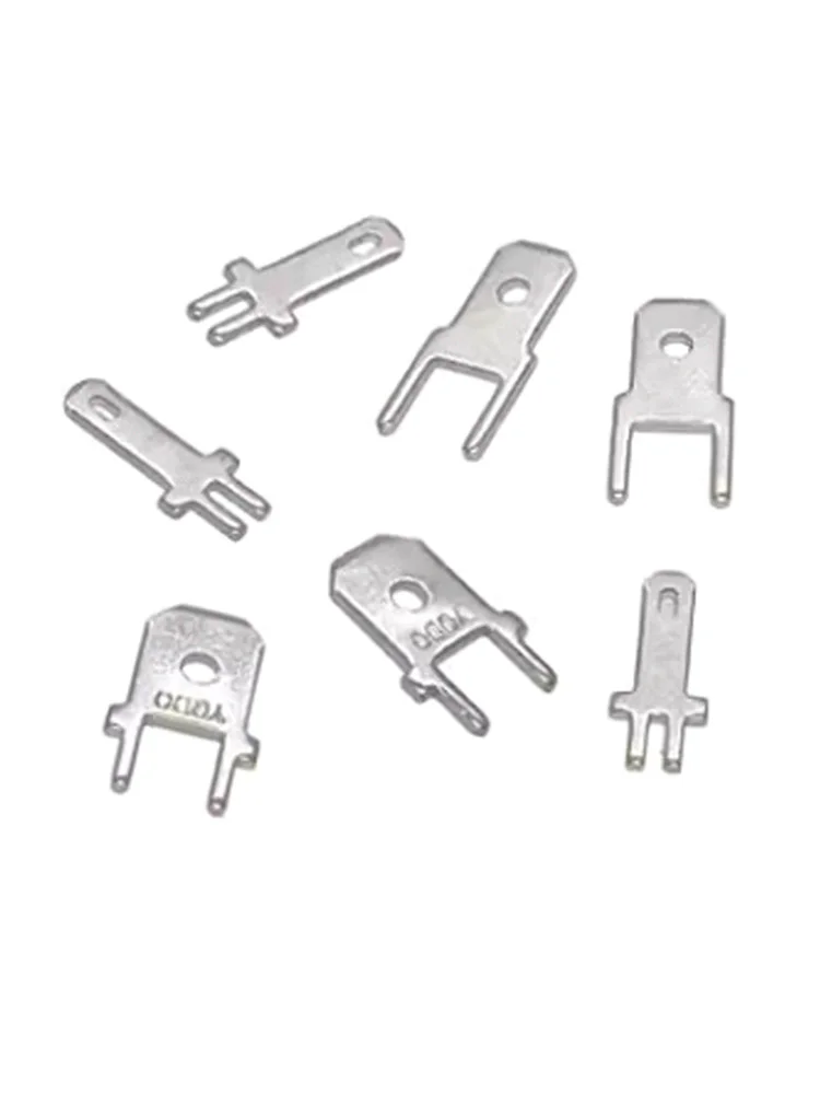 50pcs 2.8/4.8/6.3mm Plug-in Terminal PCB Circuit Board Welding Sheet 0.8mm thickness Cold Pressed Double Foot Terminal Connector