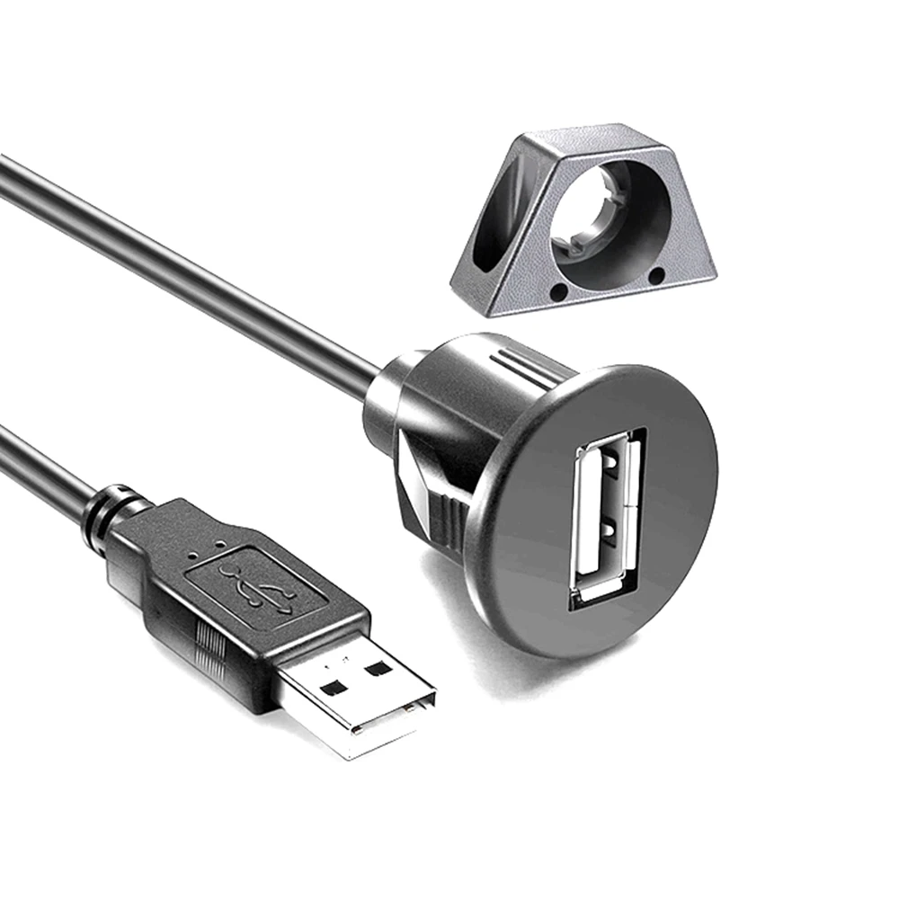 USB Waterproof Embedded Dock Adapter Dashboard Panel USB 3.0 2.0 Port Male To Female Car Motorcycle Ship Extension Cable
