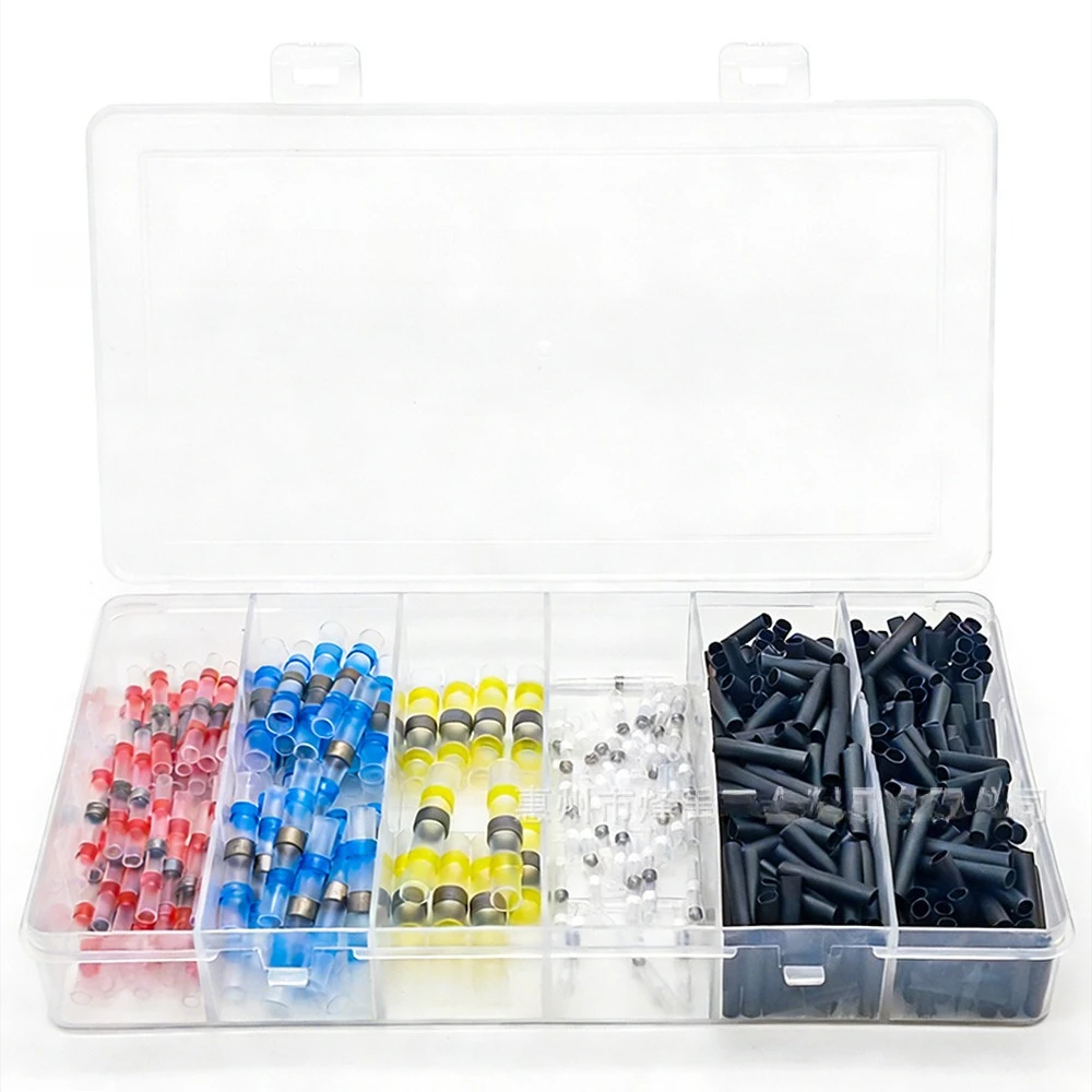 400Pcs SST Waterproof Solder Seal Heat Shrink Butt Connectors Set, No Crimp Solder Ring Wire Terminal Kit