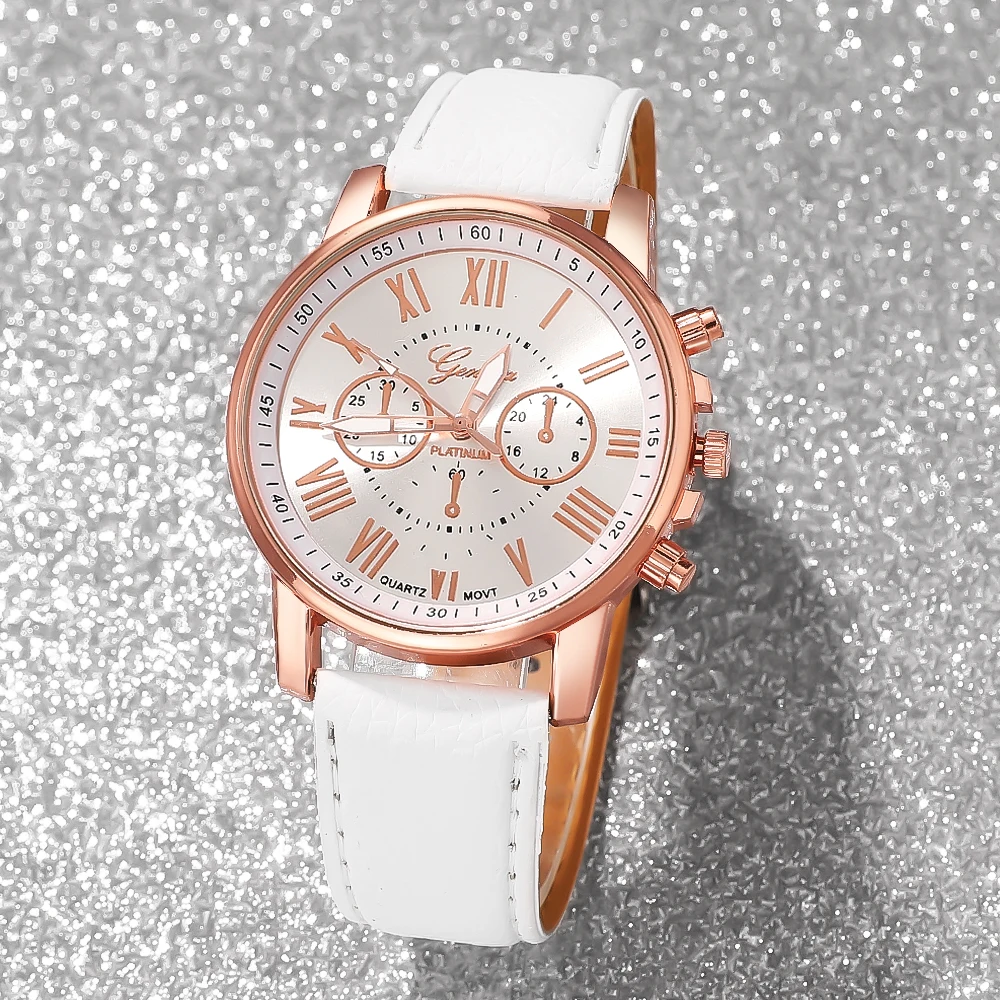 6Pcs Women's Fashion Watch, Stylish And Versatile, Classic Round Dial, Ideal Gift For All Kinds Of Festivals