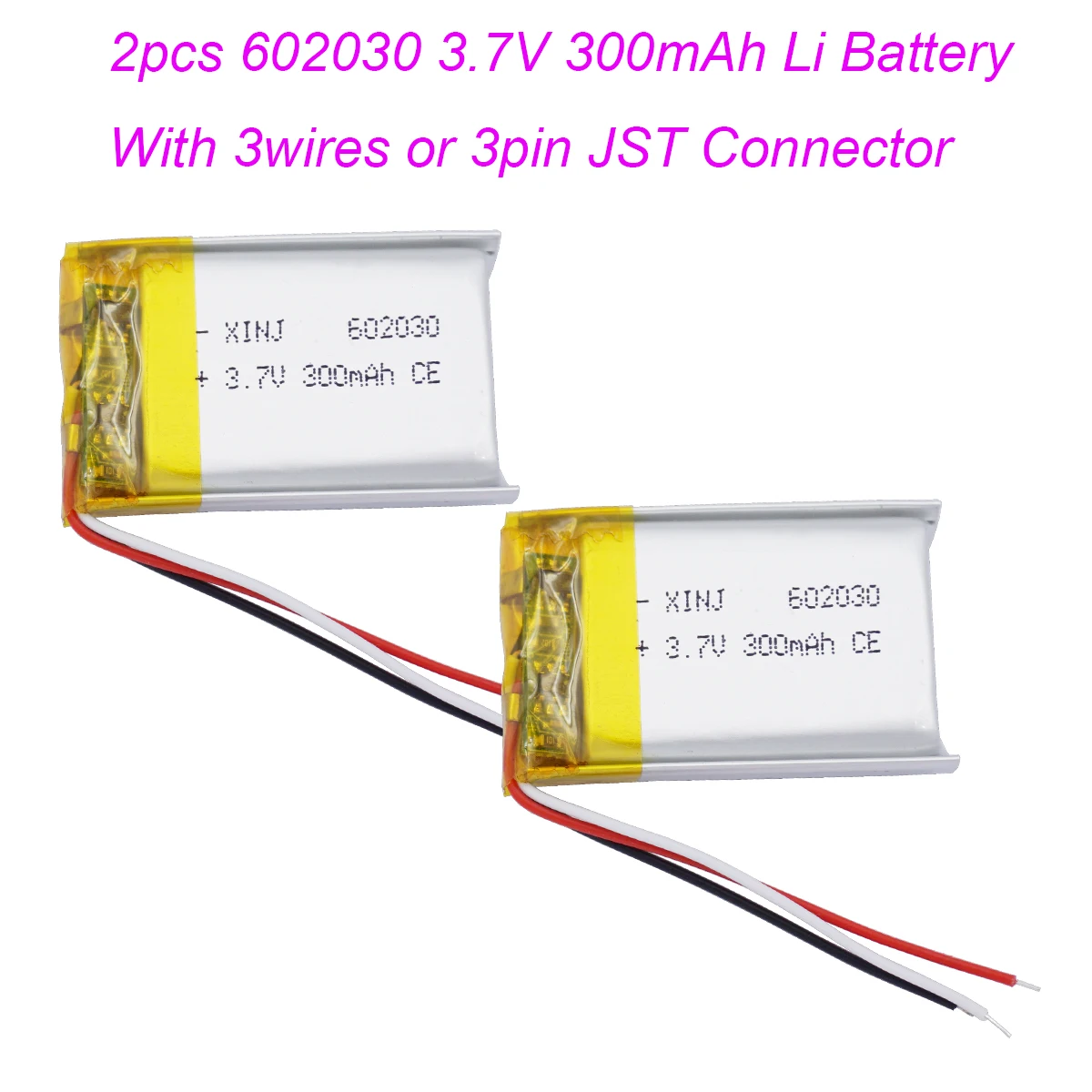 2 sztuki 3.7V 300mAh 1.11Wh akumulator Lipo 602030 NTC 3 przewody JST 3Pin 1.0/1.25/1.5/2.0/2.54mm do głośnika Bluetooth GPS