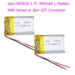 2 sztuki 3.7V 300mAh 1.11Wh akumulator Lipo 602030 NTC 3 przewody JST 3Pin 1.0/1.25/1.5/2.0/2.54mm do głośnika Bluetooth GPS