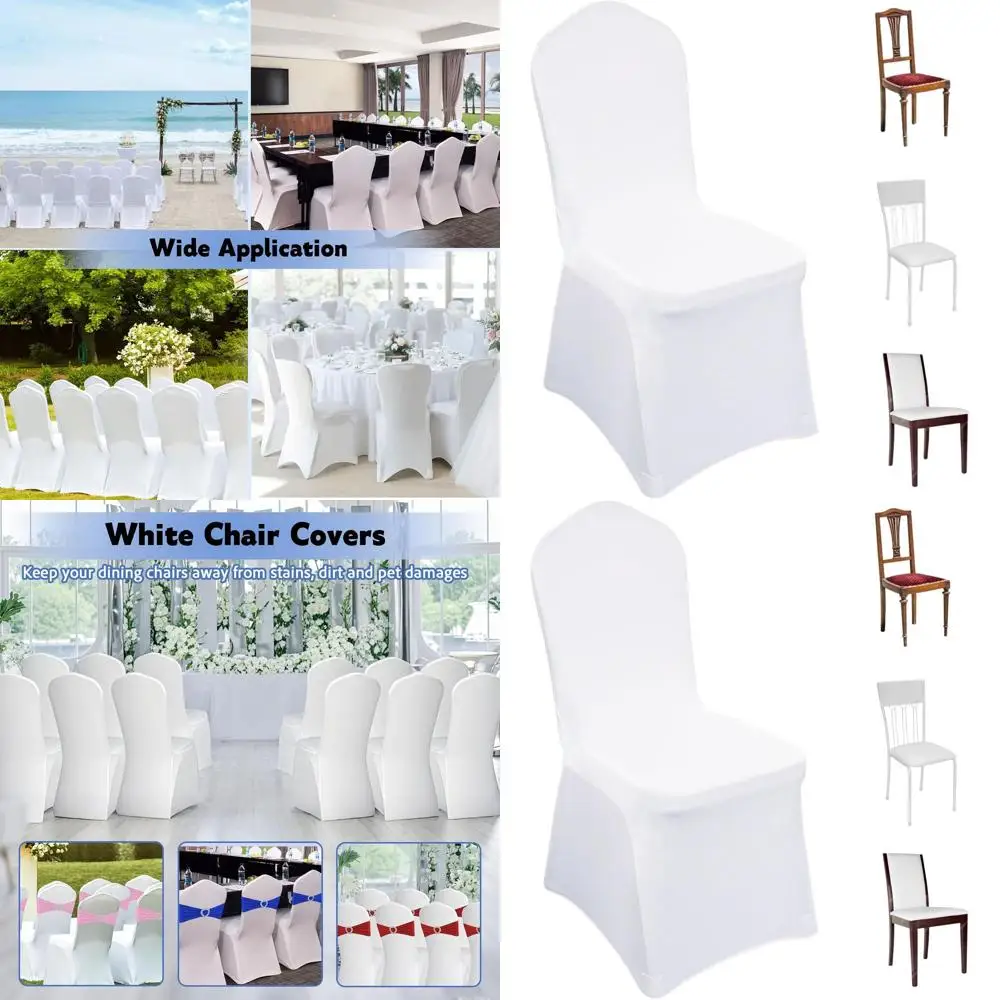 

Чехлы на стулья из полиэстера и спандекса — 60 шт., белые для обеденных стульев, свадеб, вечеринок, банкетов