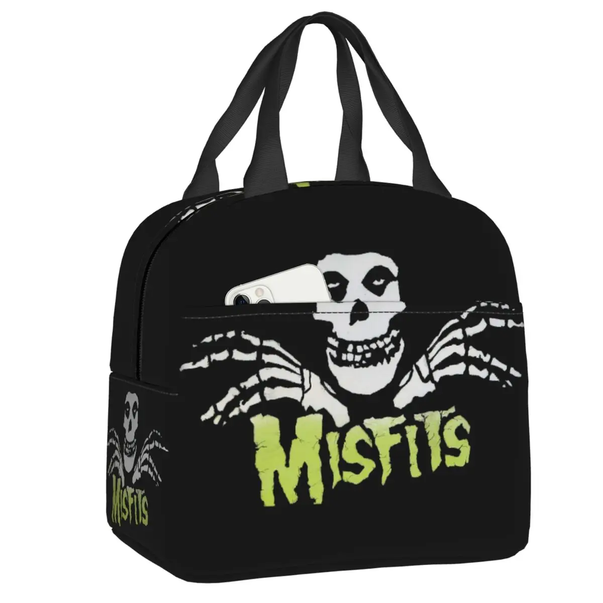 Custom Misfits Skull Insulated Lunch Bags for Work School Portable Cooler Thermal Bento Box Women Kids