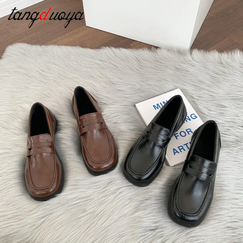 mary jane shoes loafers lolita shoes Japanese Student Shoes Girl Lolita Shoes JK Commuter Uniform Shoes Casual flat brown black