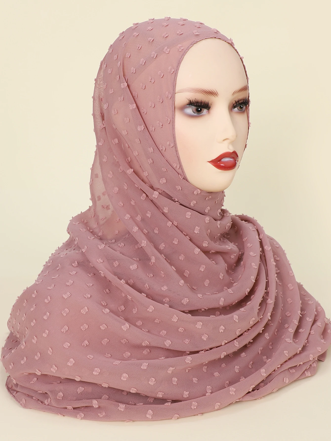 1pc Solid Color Chiffon Scarf Pom Pom Trim Shawl Simple Style Basic Windproof Sunscreen Hijab For Women